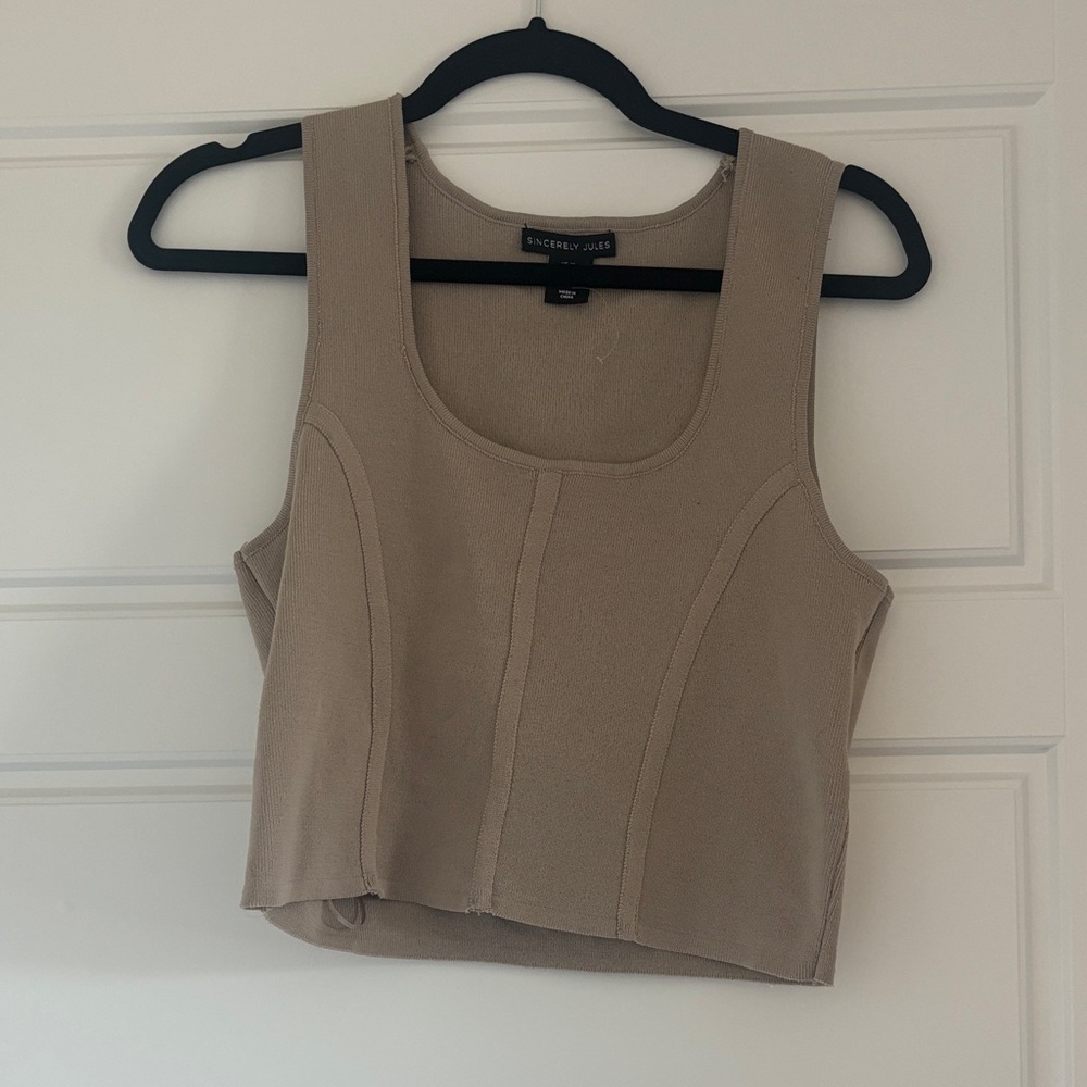 Sincerely Jules Beige Tank Top